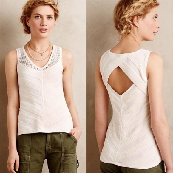 Anthropologie Tops - Moth Anthropologie Off White Boho Knit Tank Top S